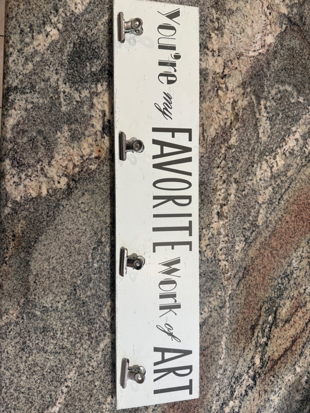 Rustic White 'You're My Favorite Work of Art' Wall Hook Rack